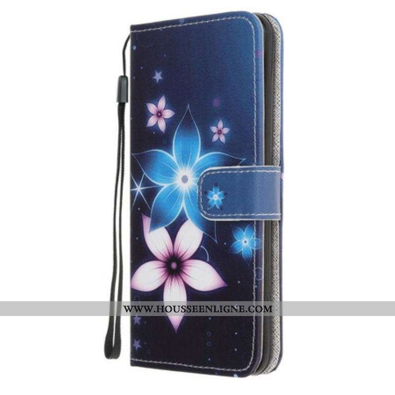 Housse iPhone 13 MIni Fleurs Lunaires à Lanière