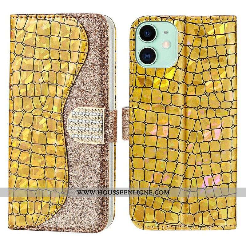 Housse iPhone 13 Mini Croco Diamants