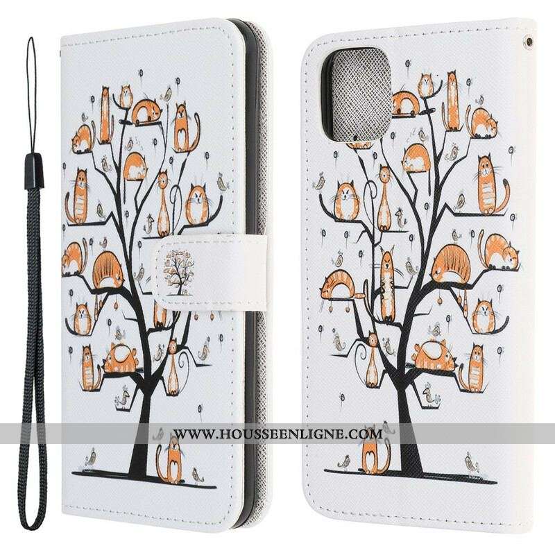 Housse iPhone 13 Mini Funky Cats à Lanière