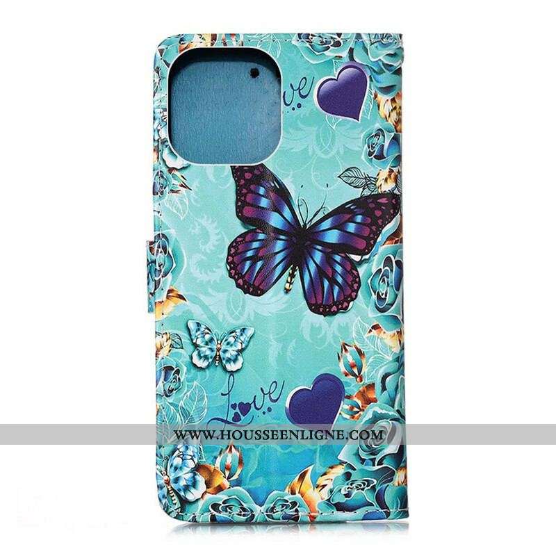 Housse iPhone 13 Mini Love Butterflies à Lanière