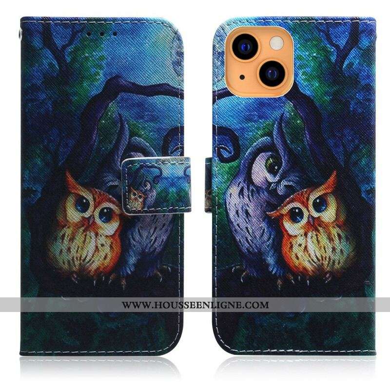 Housse iPhone 13 Mini Peinture de Hiboux