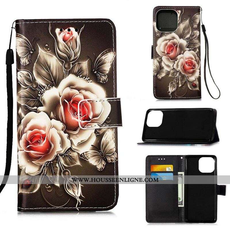 Housse iPhone 13 Mini Roses Dorées