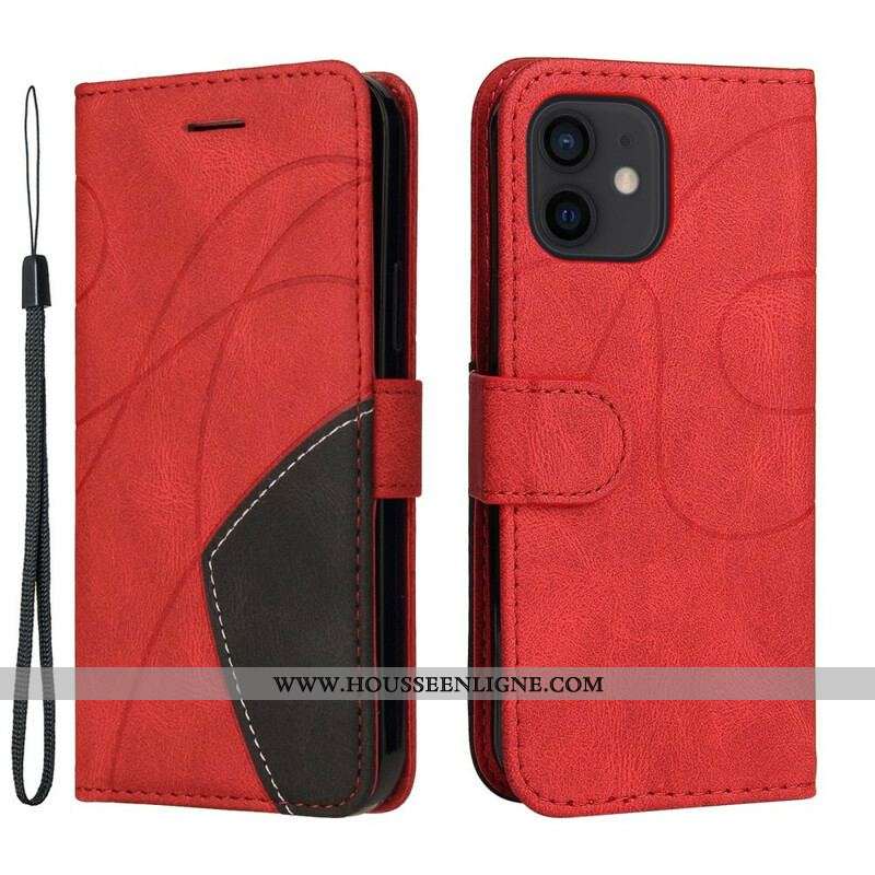 Housse iPhone 13 Mini Simili Cuir Bicolore Signature