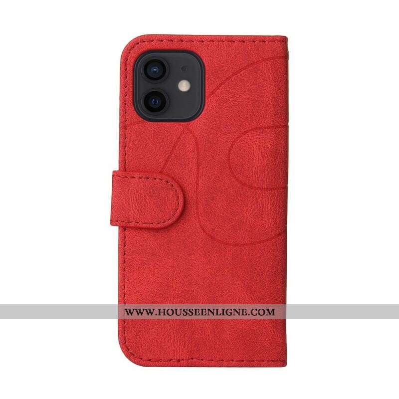 Housse iPhone 13 Mini Simili Cuir Bicolore Signature