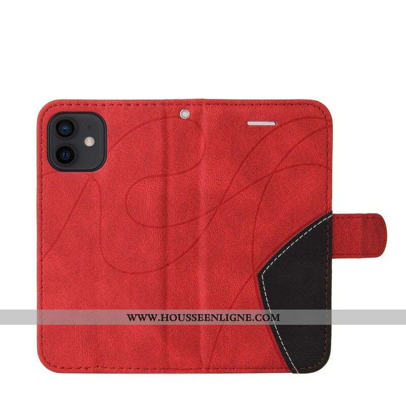 Housse iPhone 13 Mini Simili Cuir Bicolore Signature