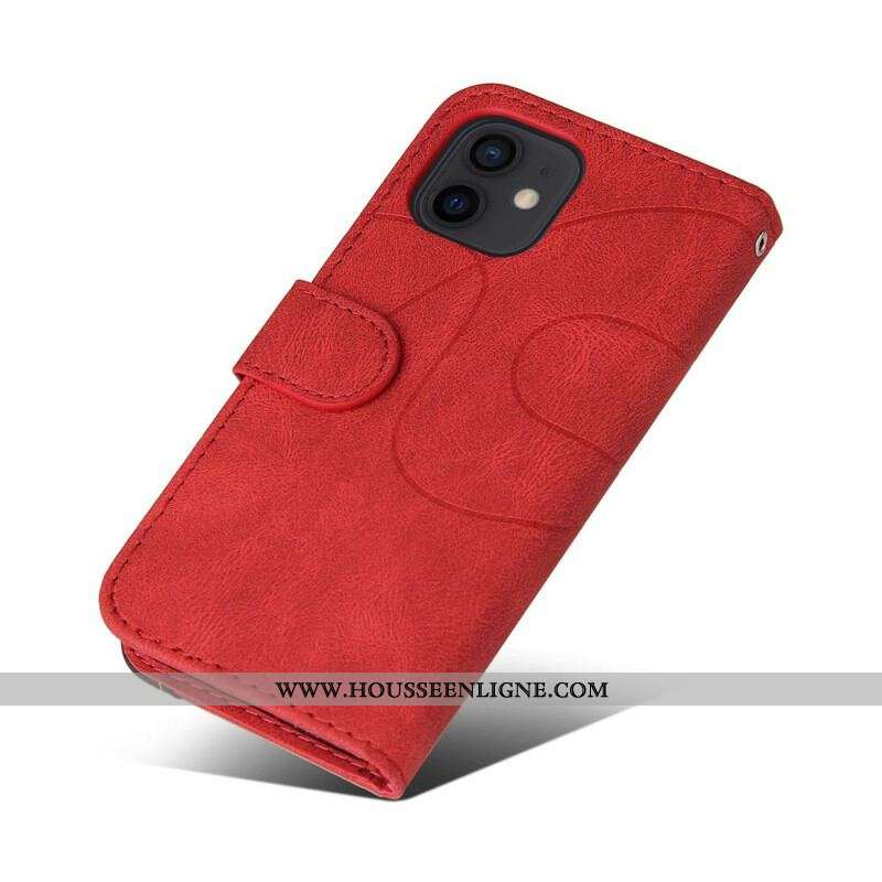 Housse iPhone 13 Mini Simili Cuir Bicolore Signature