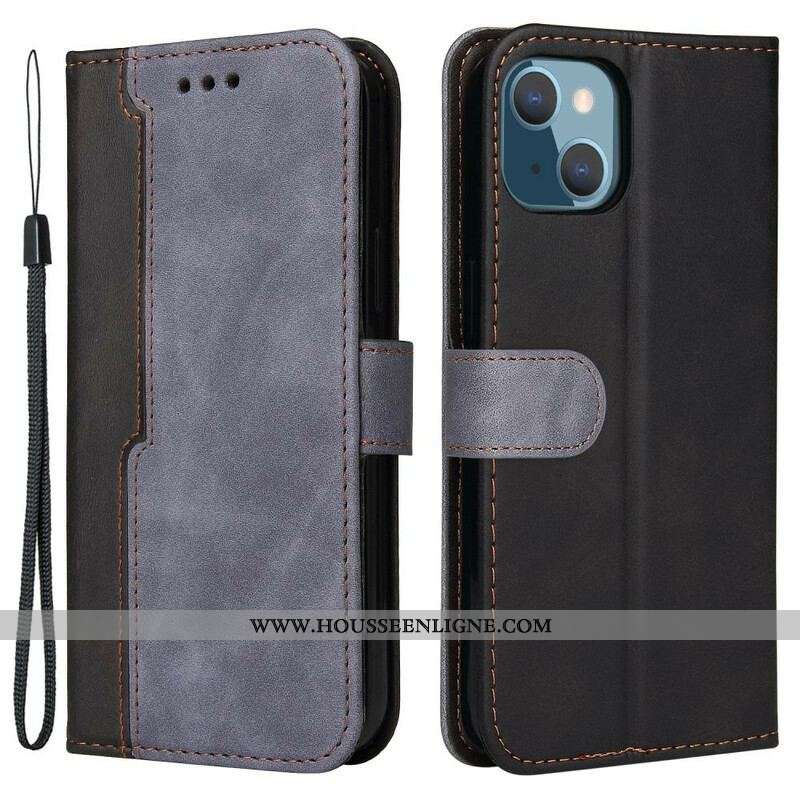 Housse iPhone 13 Mini Simili Cuir Bicolore