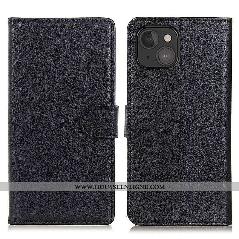 Housse iPhone 13 Mini Simili Cuir Litchi Traditionnel