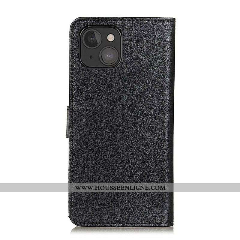 Housse iPhone 13 Mini Simili Cuir Litchi Traditionnel