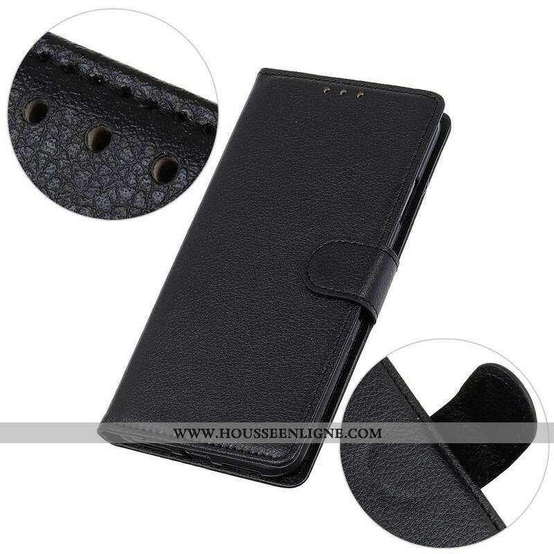 Housse iPhone 13 Mini Simili Cuir Litchi Traditionnel