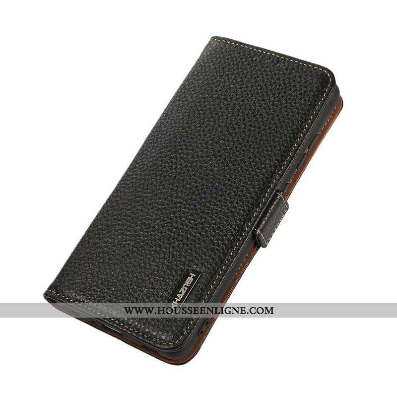 Housse iPhone 13 Pro Cuir Litchi RFID KHAZNEH