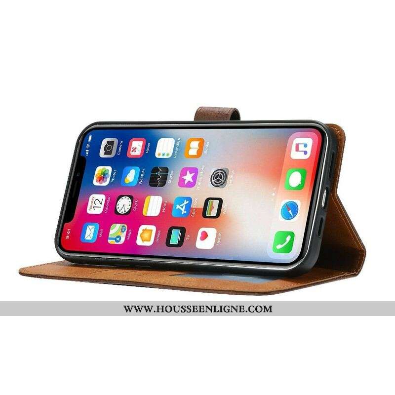 Housse iPhone 13 Pro Effet Cuir Porte-Carte Frontal et Sangle