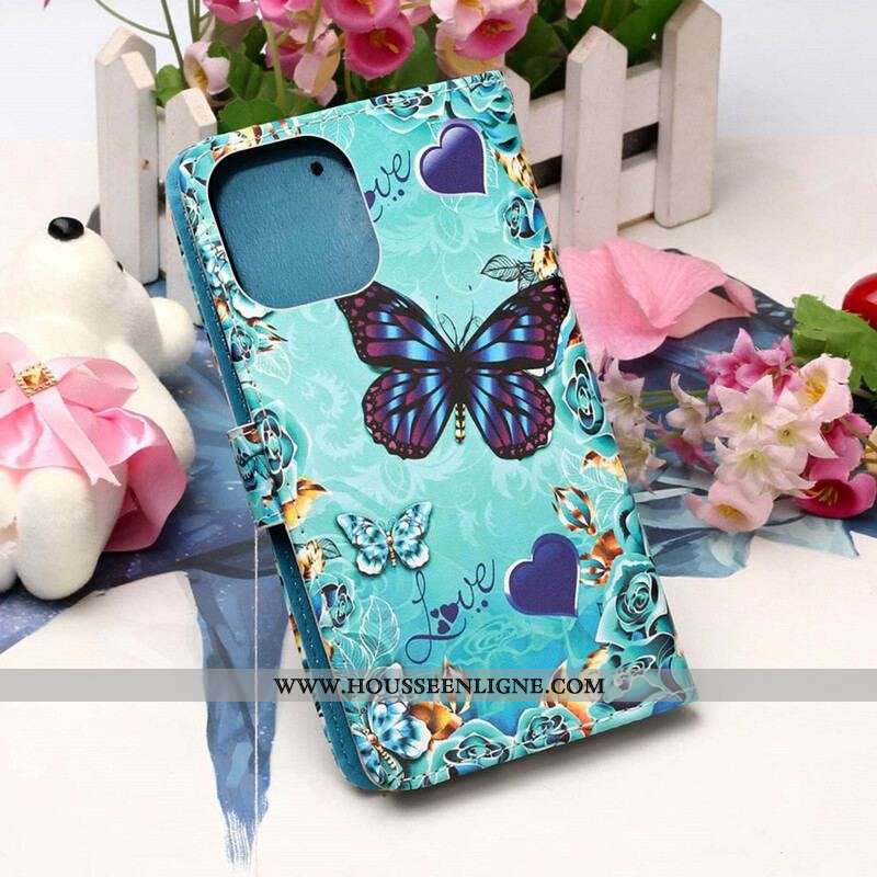 Housse iPhone 13 Pro Love Butterflies à Lanière