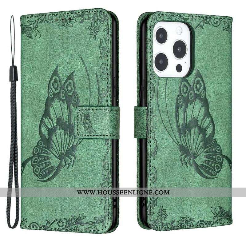 Housse iPhone 13 Pro Max Papillon Baroque à Lanière