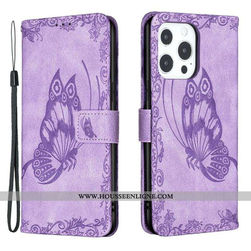 Housse iPhone 13 Pro Max Papillon Baroque à Lanière