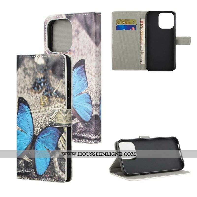 Housse iPhone 13 Pro Max Papillon Bleu