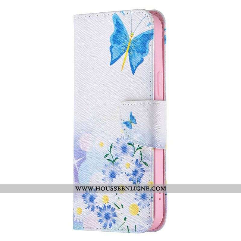 Housse iPhone 13 Pro Max Papillons et Fleurs Peints