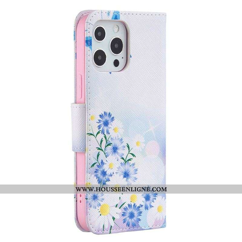 Housse iPhone 13 Pro Max Papillons et Fleurs Peints