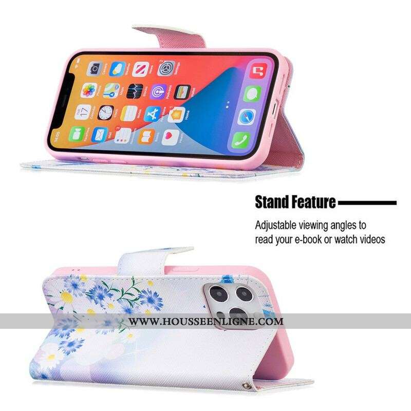 Housse iPhone 13 Pro Max Papillons et Fleurs Peints