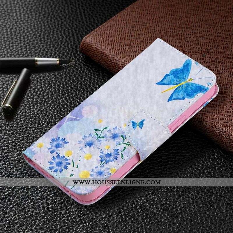 Housse iPhone 13 Pro Max Papillons et Fleurs Peints