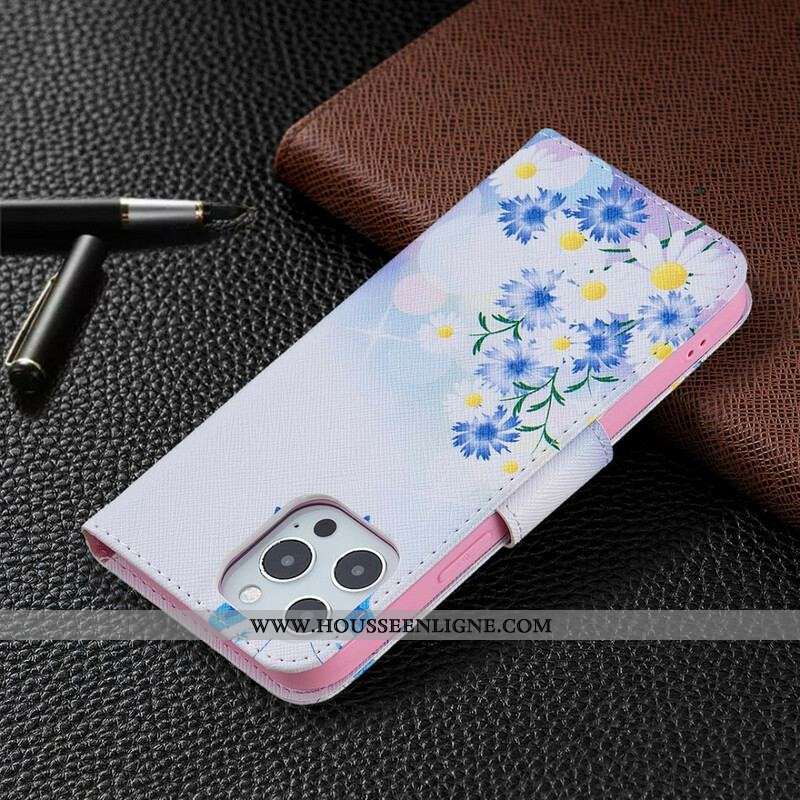 Housse iPhone 13 Pro Max Papillons et Fleurs Peints