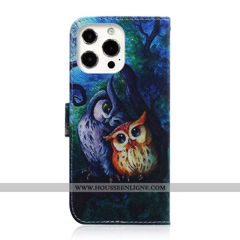 Housse iPhone 13 Pro Max Peinture de Hiboux