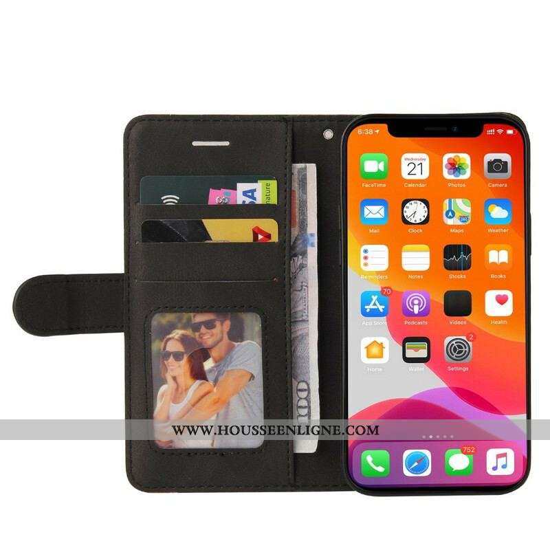 Housse iPhone 13 Pro Max Simili Cuir Bicolore Signature