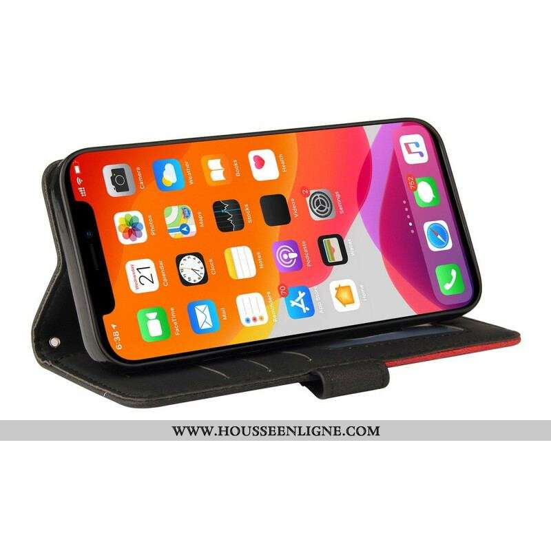 Housse iPhone 13 Pro Max Simili Cuir Bicolore Signature