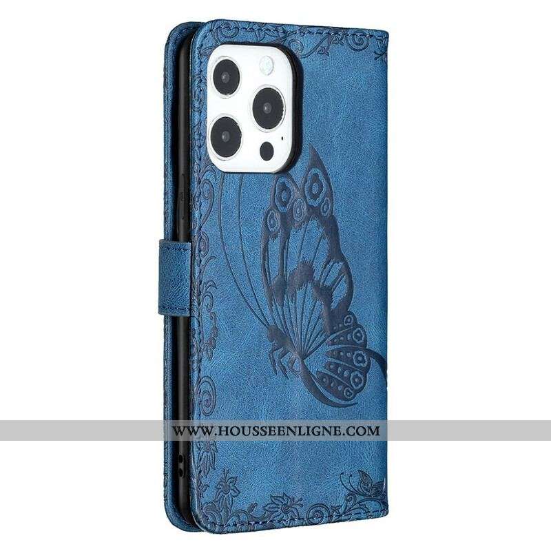 Housse iPhone 13 Pro Papillon Baroque à Lanière