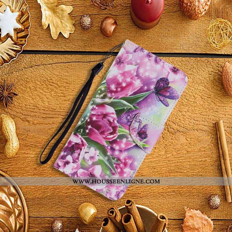 Housse iPhone 13 Pro Papillons et Tulipes