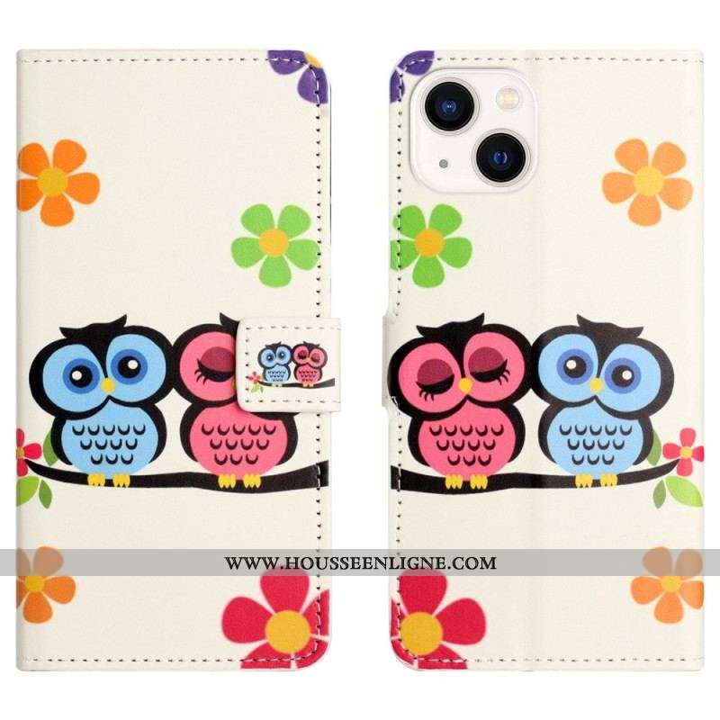 Housse iPhone 14 Couple de Hiboux