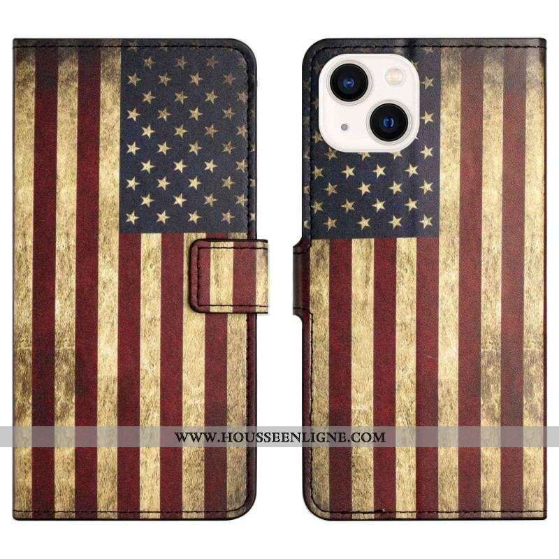 Housse iPhone 14 Drapeau Américain Vintage