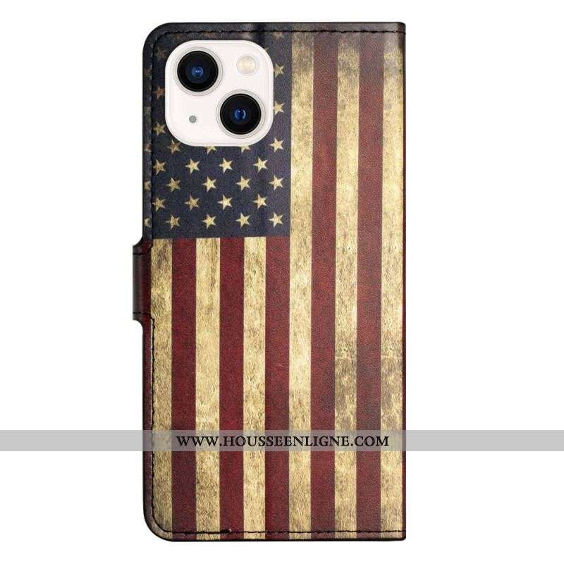 Housse iPhone 14 Drapeau Américain Vintage