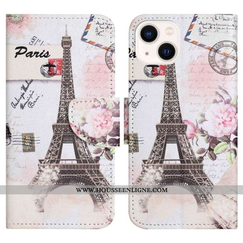 Housse iPhone 14 Plus Tour Eiffel Vintage