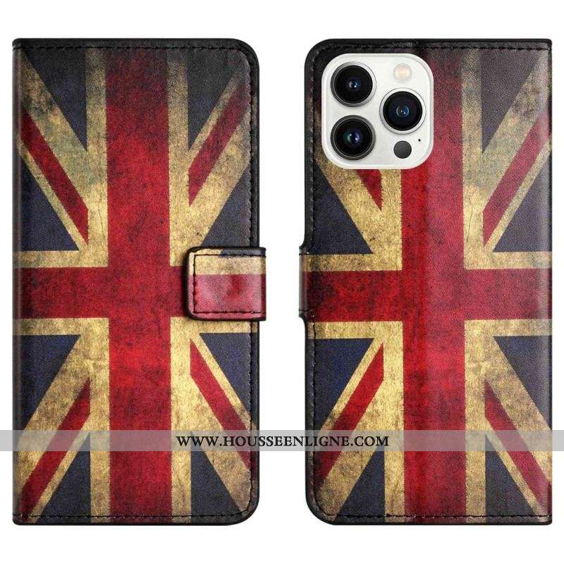 Housse iPhone 14 Pro Drapeau Anglais Vintage