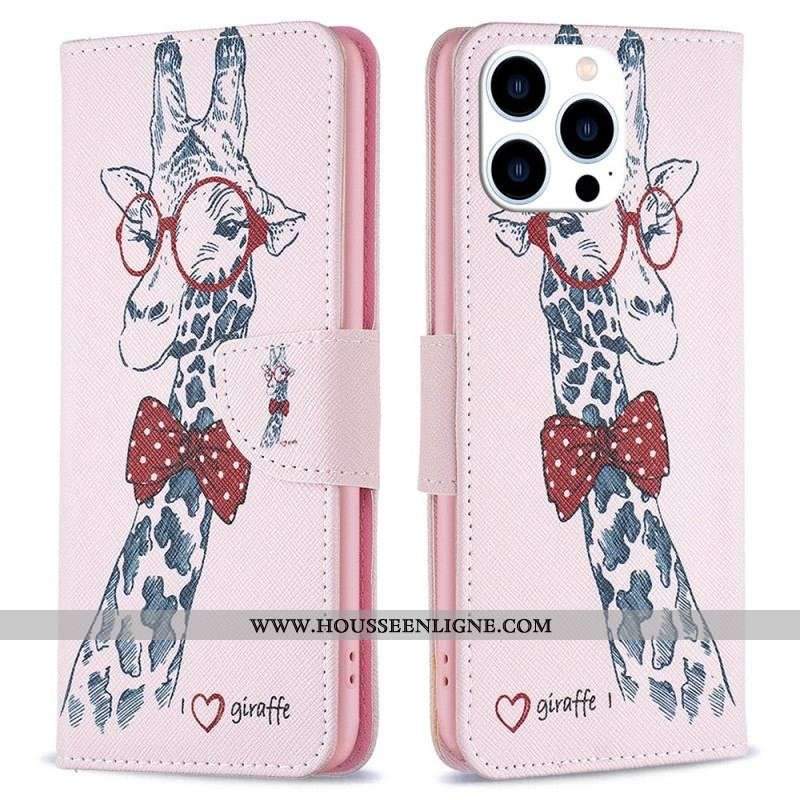 Housse iPhone 14 Pro Girafe Intello