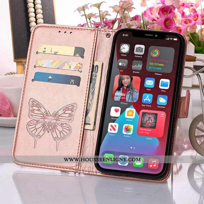 Housse iPhone 14 Pro Max Papillon Baroque à Lanière