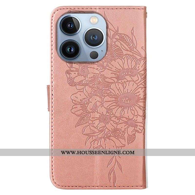 Housse iPhone 14 Pro Max Papillon Baroque à Lanière