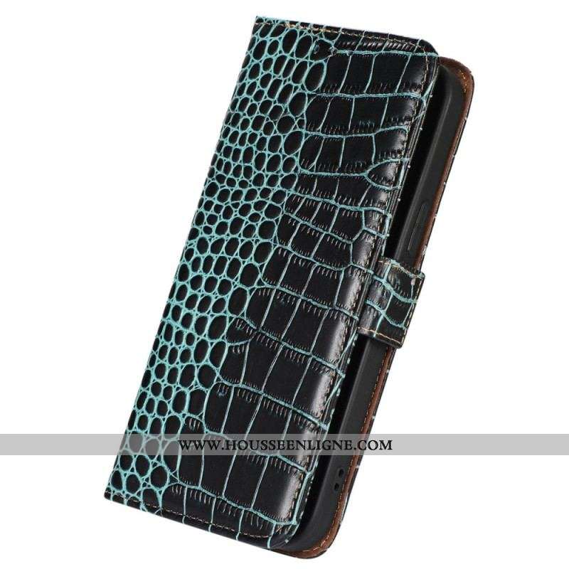 Housse iPhone 14 Pro Max Style Crocodile RFID