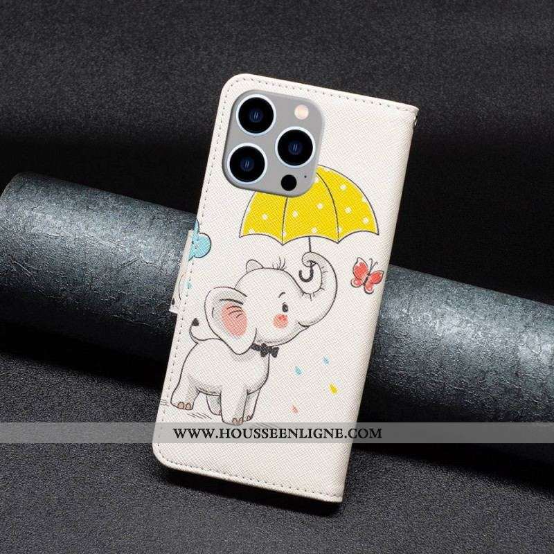 Housse iPhone 14 Pro Max Éléphant sous la Pluie