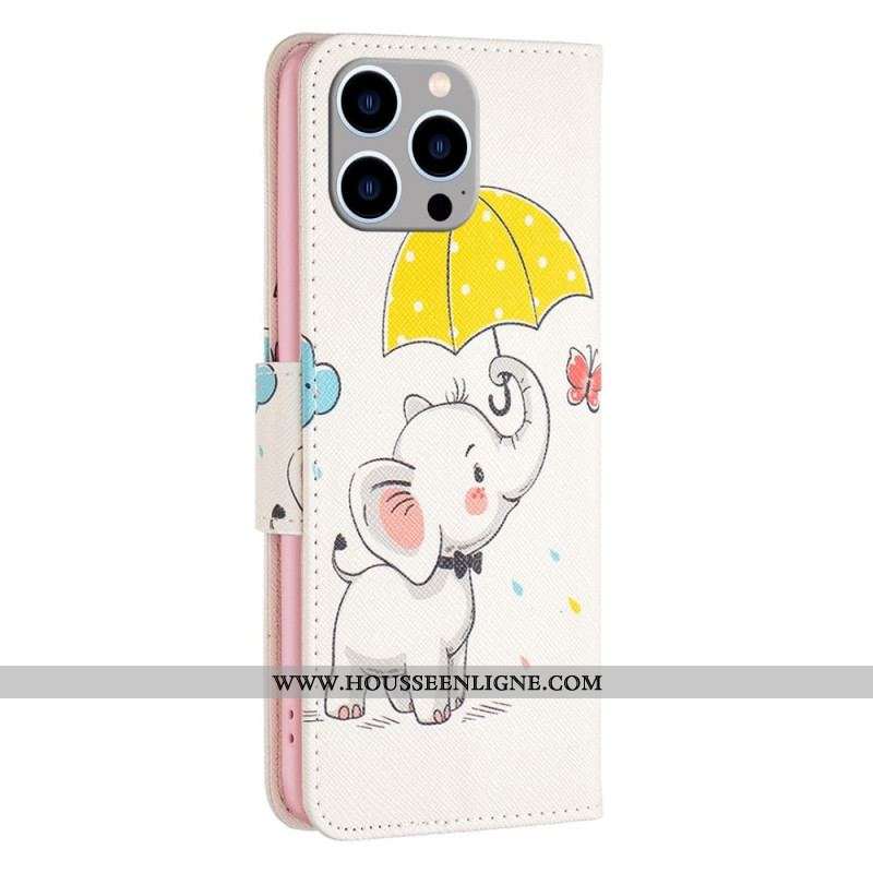 Housse iPhone 14 Pro Max Éléphant sous la Pluie