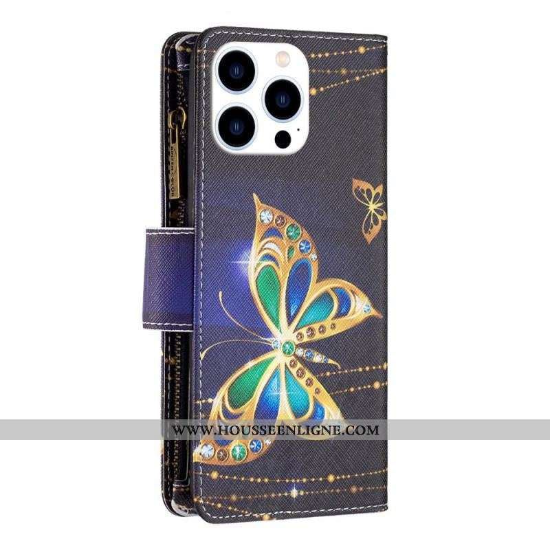 Housse iPhone 14 Pro Portefeuille Papillons