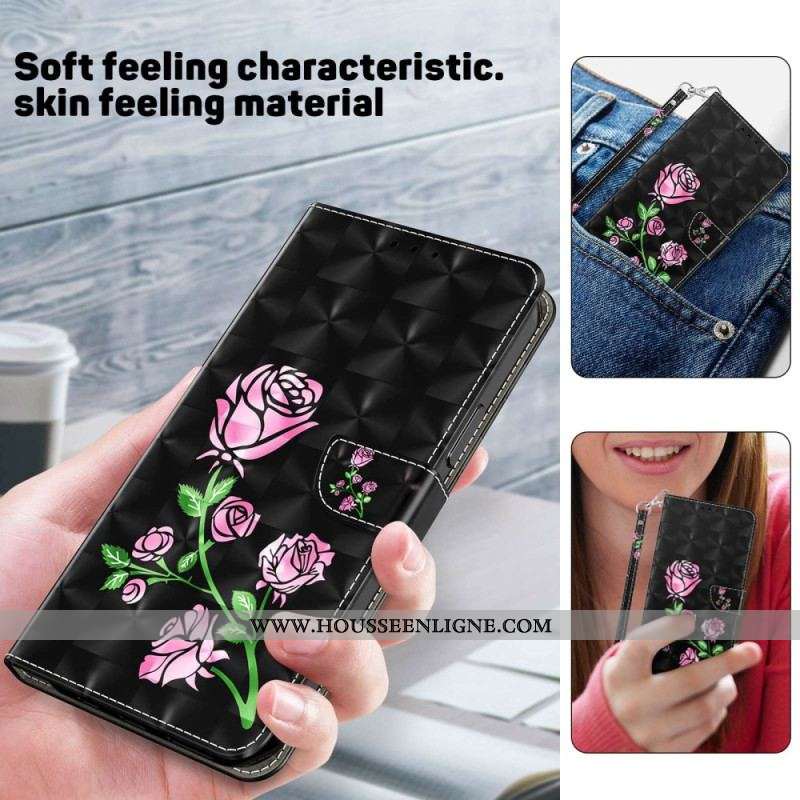 Housse iPhone 14 Pro Roses à Lanière