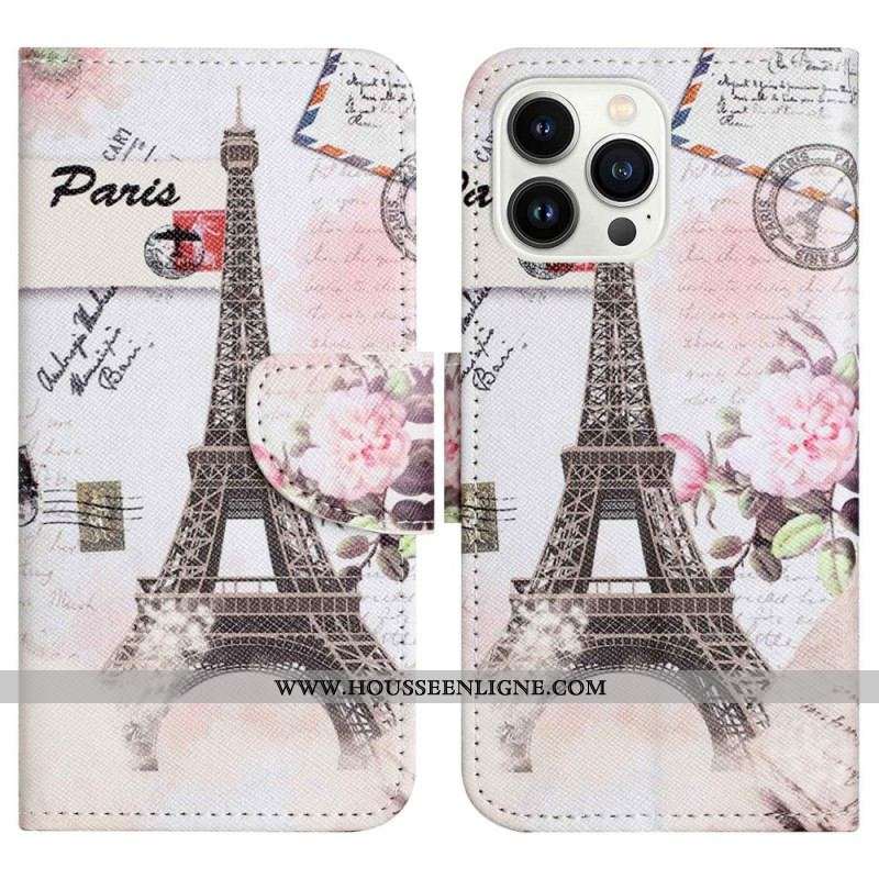 Housse iPhone 14 Pro Tour Eiffel Vintage