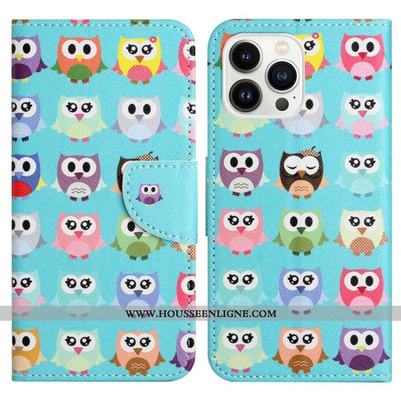 Housse iPhone 14 Pro Tribu de Hiboux