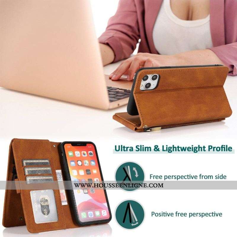 Housse iPhone 14 Pro avec Pochette Fermeture Éclair