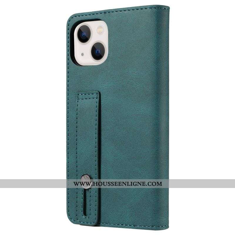 Housse iPhone 14 Simili Cuir avec Sangle Manuelle