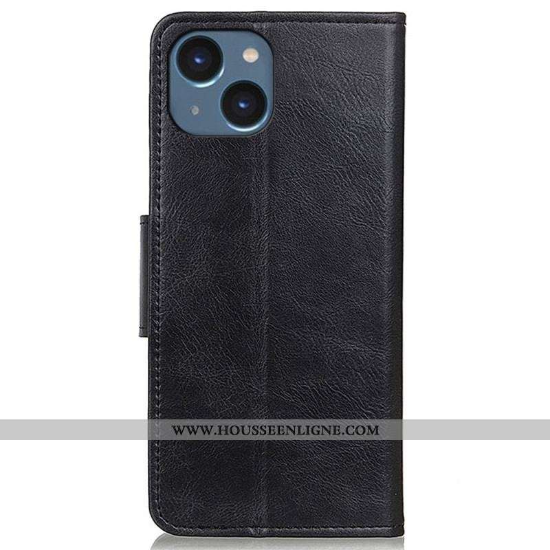 Housse iPhone 14 Style Cuir Fermoir Réversible