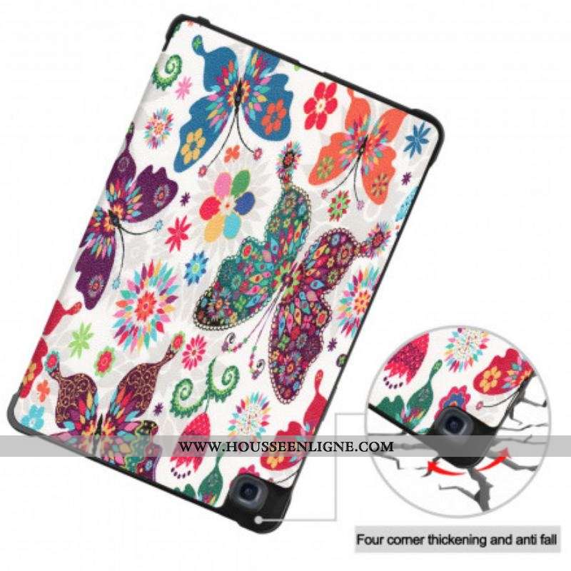 Smart Case Samsung Galaxy Tab A7 (2020) Renforcée Papillons et Fleurs