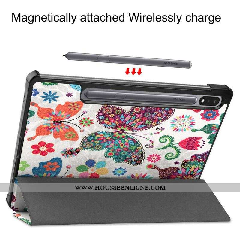 Smart Case Samsung Galaxy Tab S8 / Tab S7 Porte-Stylet Fleurs Vintage